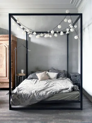 Дизайн спальни с кроватью под балдахином | Обои для телефона