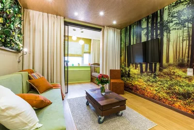 Дизайн спальни гостиной в одной комнате 2022. Фото зонирование