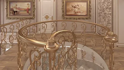Роскошная винтовая лестница в классическом стиле | Студия дизайна интерьера  Марии Грин