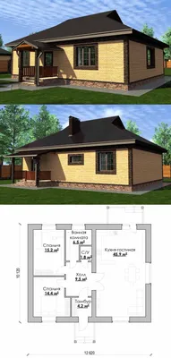 Проект красивого дома до 100 кв.м. | Дизайн экстерьера дома, Планировка  бунгало, Планы фермерс ких домов