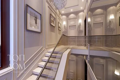 Фото светлого интерьера холла и лестницы во внутреннем дизайне дома