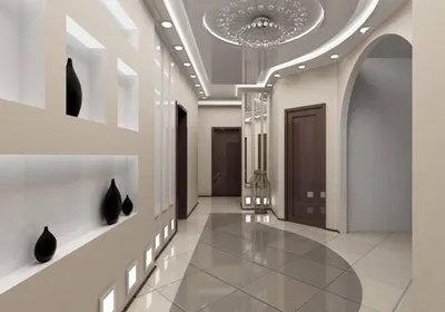 Дизайн потолка коридора из гипсокартона - 77 фото