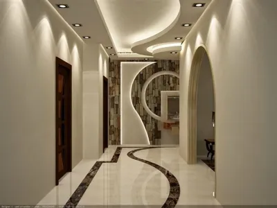 Дизайн потолка коридора из гипсокартона - 78 фото