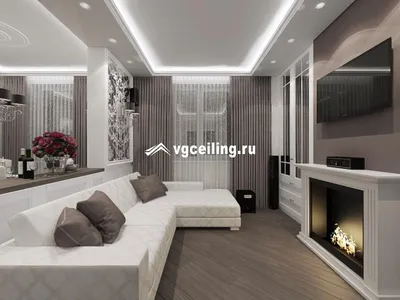 Матовый потолок с подсветкой в гостиной комнате  http://www.vgceiling.ru/matovyj-natyazhnoj-potolok-v-gosti… | Небольш ие  гостиные, Стили гостиной, Роскошные гостиные