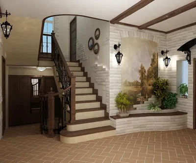 Дизайн холла с лестницей - 65 фото