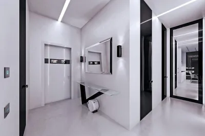 Как оформить дизайн коридора и прихожей в стиле хай-тек (109 фото)