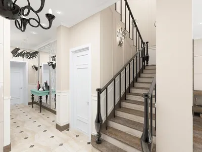 Интерьер прихожей в доме с лестницей - 60 фото