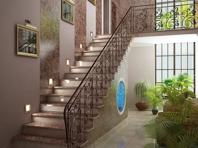 Дизайн лестничного пролета в частном доме - 65 фото
