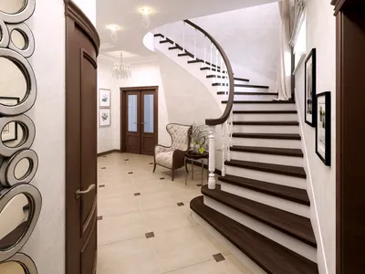Дизайн коридора с лестницей - 70 фото