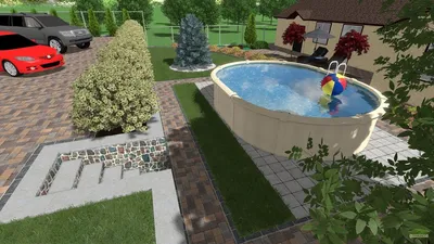 Ландшафтный дизайн вытянутого участка с бассейном и баней | Ландшафтный  дизайн, Планы садового дизайна, Ландшафтные планы