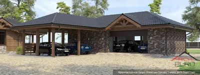 Проект бани гостевой: с гаражом и мастерской одноэтажный