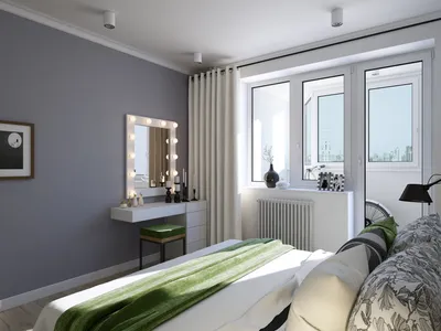 2023 СПАЛЬНИ фото интерьер спальни с выходом на балкон, Москва, Мастерская  дизайна GEOMETRIUM