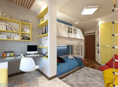 Дизайн-проект детской комнаты 18 кв. м с современным дизайном для подростка  | Студия Дениса Серова