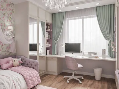 Дизайн детской комнаты для двух девочек Романтик Сити
