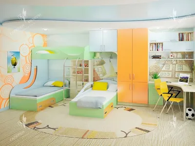 Детская комната для троих разнополых детей: дизайн для мальчишек и девочек  - 26 фото