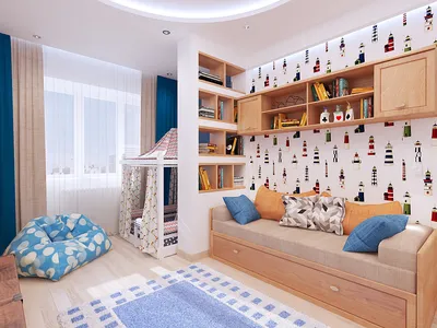 Серо-розовая мебель в детскую спальню девочки от «Mamka™»