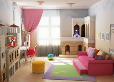 Дизайн детской комнаты для девочки: цветовая гамма, правильное освещение,  распределение пространства на функциональные зоны.