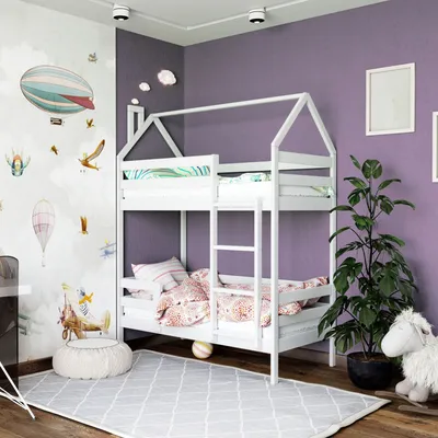 Детская кровать 90*200 см, низкая двухъярусная кровать с безопасной  лестницей, двухъярусная кровать из массива дерева с решетчатым каркасом,  белая | AliExpress