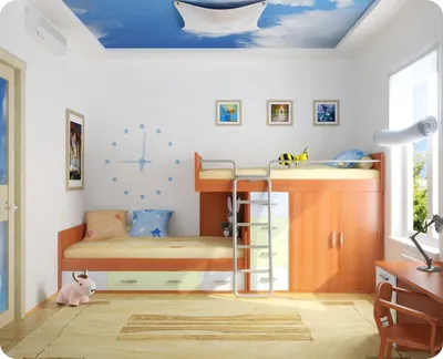Натяжные потолки с фотопечатью в детскую комнату. Фото работ компании  Enterio | Enterio