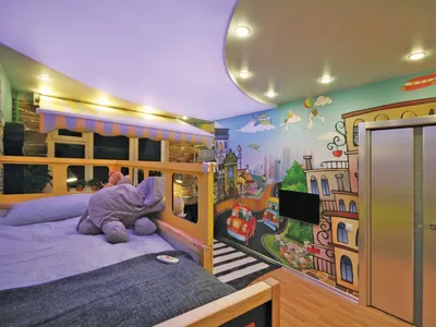 Заказать глянцевые двухуровневые натяжные потолки с рисунком Звездного неба  для детской комнаты ( для мальчиков и девочек ) по низким ценам в Москве и  Московской области – Знаток потолков