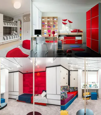 Дизайн узкой детской комнаты для двоих - 70 фото