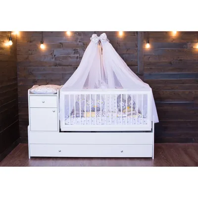 Детская кроватка для новорожденных приставная с продольным маятником 120 60  Мини МП, цвет белый - купить с доставкой по выгодным ценам в  интернет-магазине OZON (837166712)