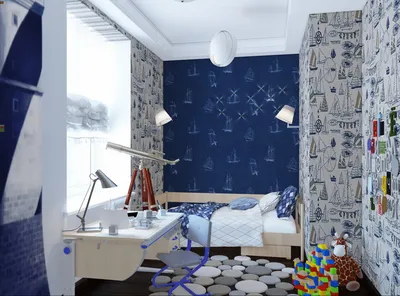 2024 ДЕТСКИЕ фото голубая детская комната с маленьким шкафом и полками,  Киев, RIO-Design Studio