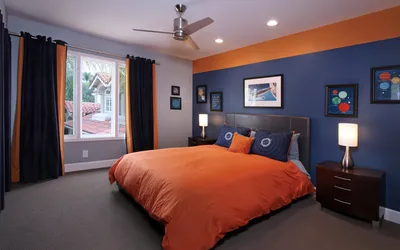 Сине оранжевая комната - 71 фото