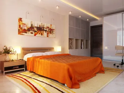 Хит сезона - спальня в оранжевом цвете