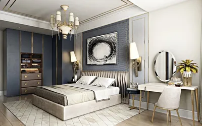 Интерьер спальни в стиле Арт Деко, дизайн, фото