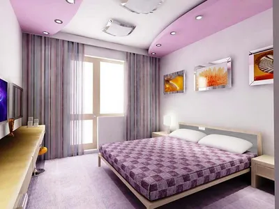 Дизайн потолков из гипсокартона для спальни - 73 фото