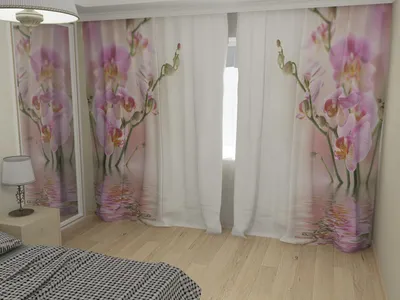 Комплект фото шторы+фото тюль Нежные орхидеи купить в интернет магазине  Tutakruto