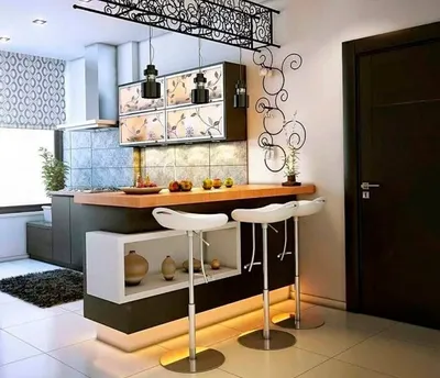 Дизайн кухни с барной стойкой столом - 70 фото
