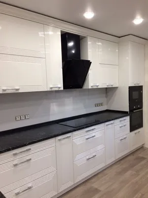Кухня серджио, бело-черная кухня, глянцевая эмаль