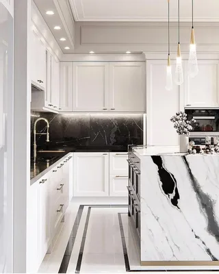 Бело черная кухня в интерьере - 69 фото