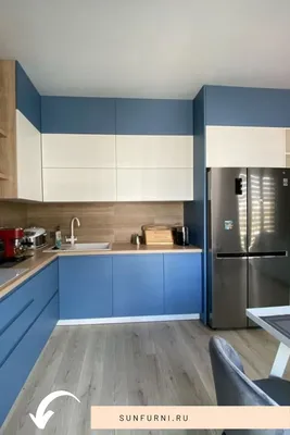 Бело-синяя кухня в интерьере: 25 фото | Интерьер, Кухня, Белая кухня