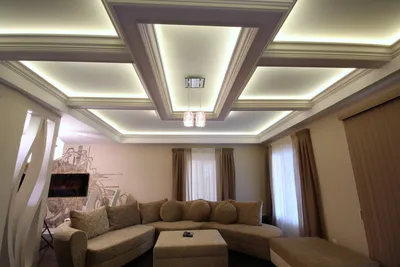 Потолок из гипсокартона с подсветкой - 60 фото