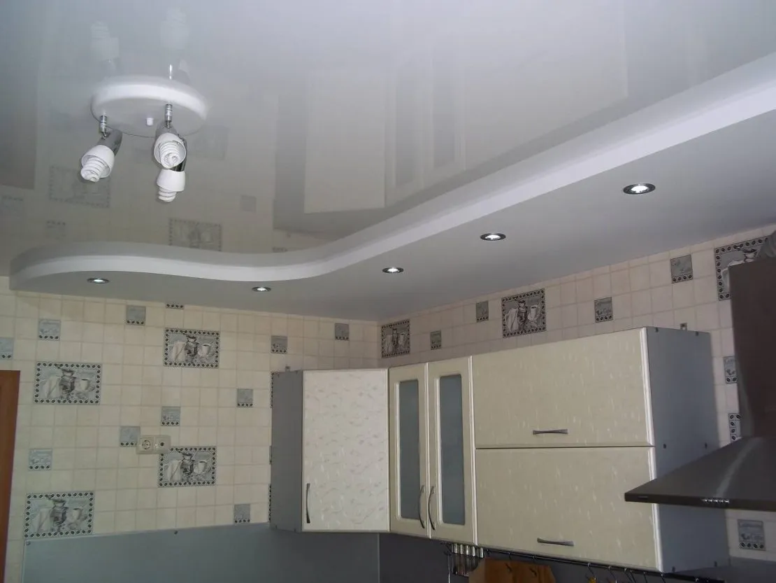 Потолок гипсокартон кухня (62 фото)