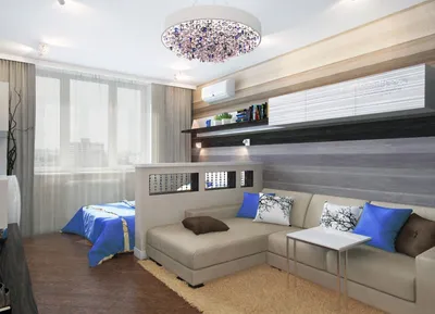 Дизайн гостиной-спальни 18 кв.м.