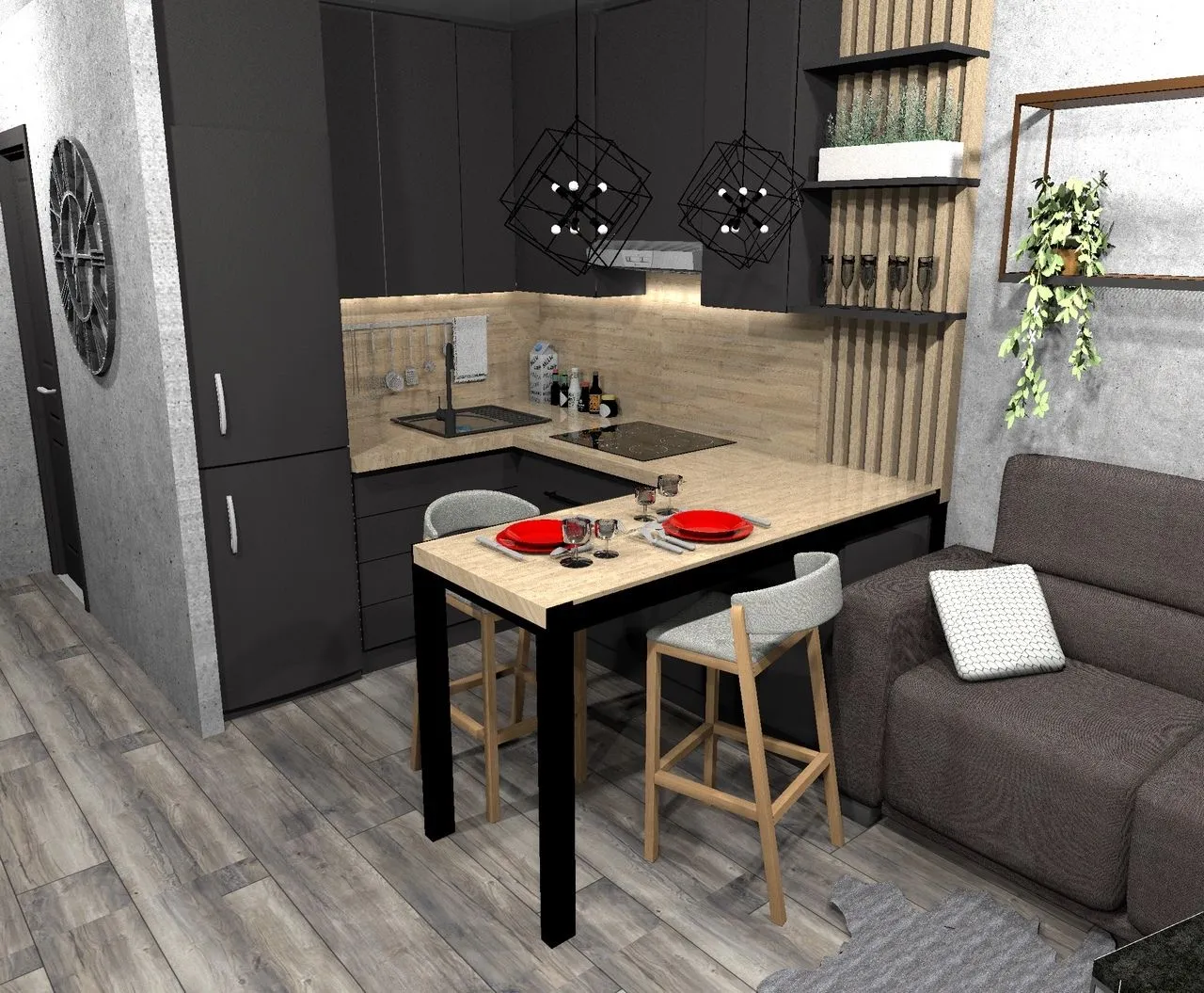 Планировка интерьера кухни-гостиной 18 кв.м для разных форм помещений