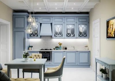 2023 КУХНИ фото голубая прямая кухня 4 метра в деревенском стиле, Одесса,  Архитектурная студия \"STUDIOS\"