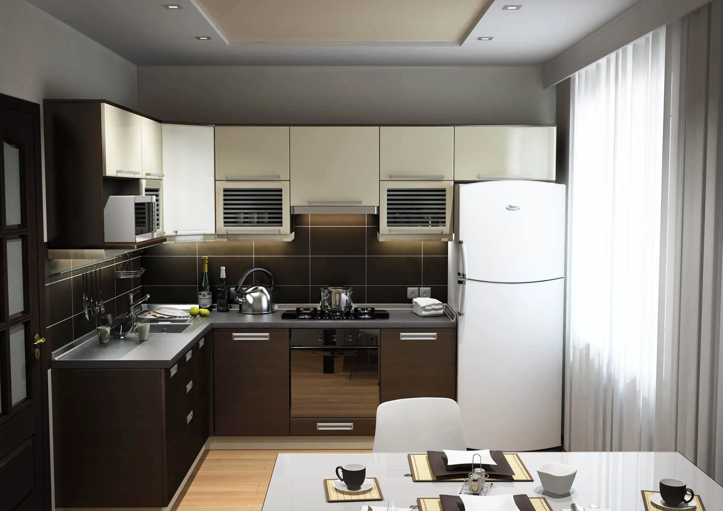 Кухни хрущевки угловой дизайн с холодильником (60 фото)