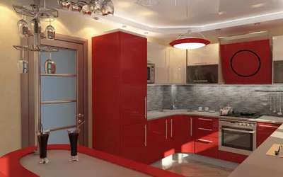 Дизайн кухни с красным гарнитуром - 58 фото