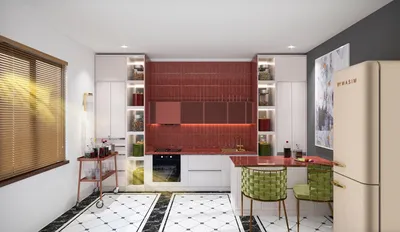 Дизайн кухни в красном цвете, сочетание цветов и фото интерьеров