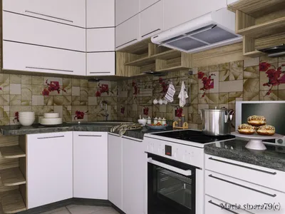 3д визуализация Кухня в тёплых тонах | 3dlancer.net