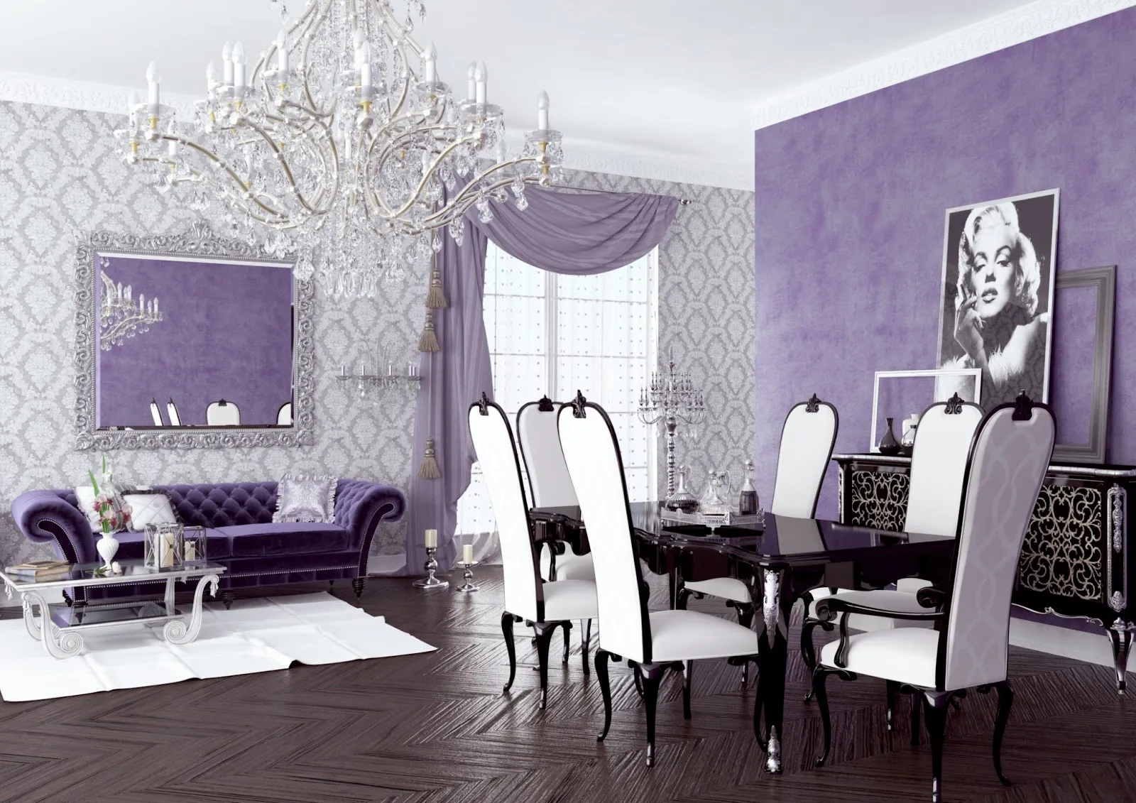 Фиолетовый цвет в интерьере: дизайн, 200 фото интерьеров