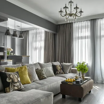 Интерьер гостиной в сером цвете: 100 фото, 6 сочетаний и рекомендации  дизайнера