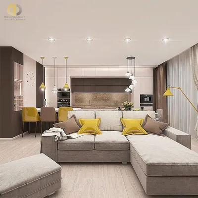 Дизайн интерьера трехкомнатной квартиры 101 кв.м в современном стиле -  портфолио ГК «Фундамент»
