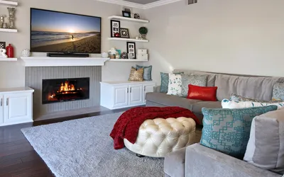 Гостиная с камином и телевизором: 50+ фото в интерьере, красивые идеи  дизайна