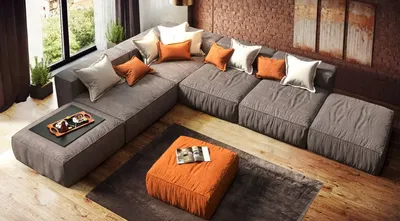 Серый диван в интерьере гостинной и других комнат. Серый диван в разных  стилях интерьера, 30+ фото